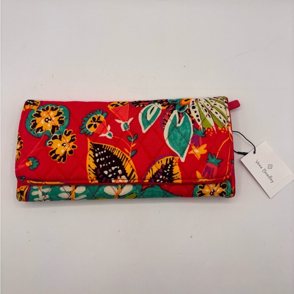 VERA BRADLEY Trifold Wallet - Rumba Red / Orange - Tropical - Exact One - NWT - Picture 1 of 3
